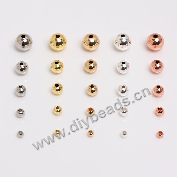 Cheap glossy loose beads 2.5mm 3mm 4mm 5mm 6mm 8mm 14k gold color-preserving 4 colors copper spacer beads for diy jewelry