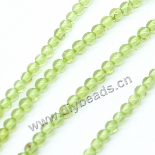 Bead, peridot (natural), 2mm round, green, 15 inch long. Sold by pkg 1 bag-(3 strands)