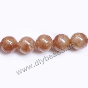 Bead, strawberry quartz (natural), 14mm round, Sold per 15-inch strand
