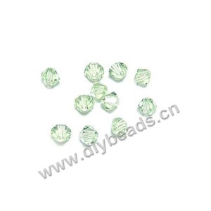 bead,glass,light spring green,4mm hand-faceted bicone,sold per pkg 72ps,A grade