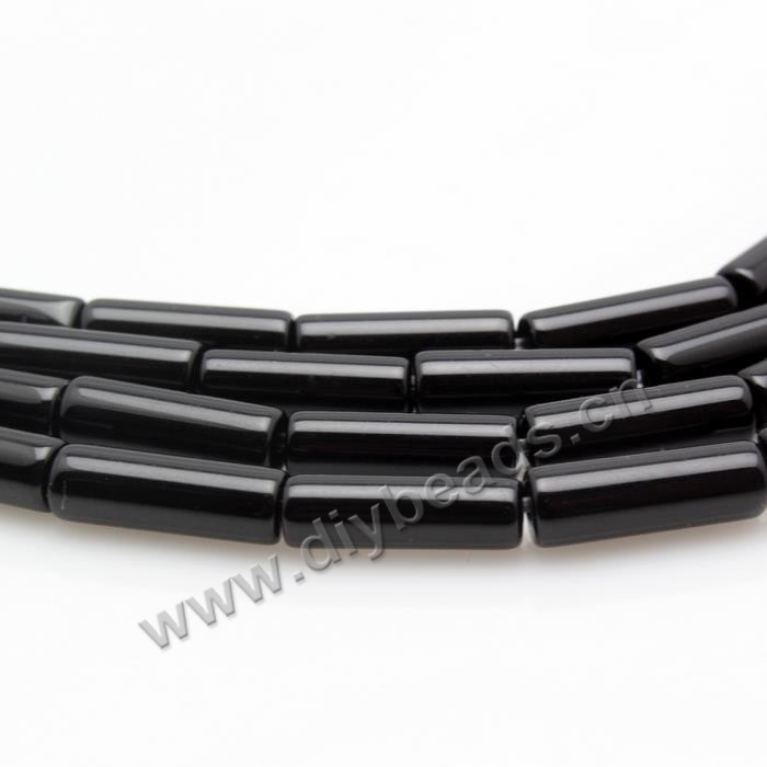 Agate beads, black color, straight tube, 2*5mm, and 3*6mm. Sold per pkg of 10 strands