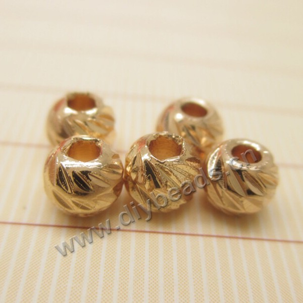 Bead, brass 24k gold filled brass round corrugated beads, 5mm, Sold per pkg of 1 bag-100 pieces.