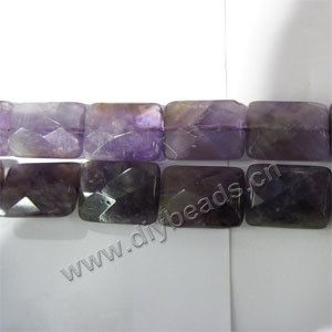 Bead, amethyst (natural) 12x16mm faceted flat rectangle,  Sold per 14-inch strand