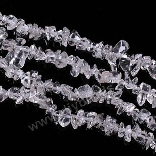 Bead,clear quartz crystal (natural), 8mm chip. Sold per 35-inch strand