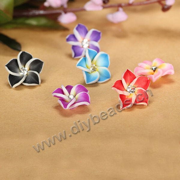 Bead, polymer clay,mixed color,15x7mm flower. Sold per pkg of 5.