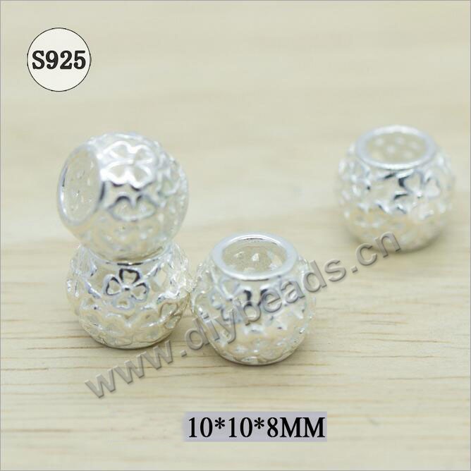 Bead,big-hole beads,925 sterling silver beads hollow spacer beads 10mm beads,sold per pkg of 30ps