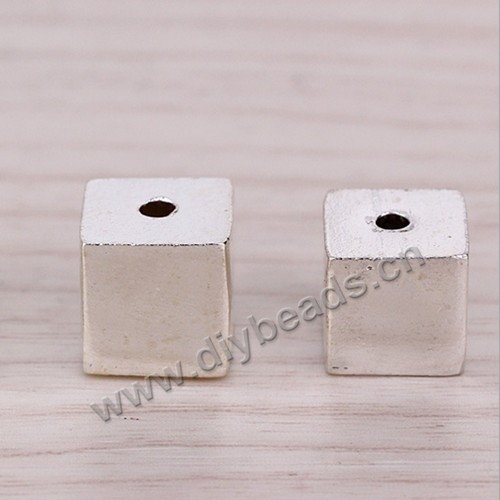 Bead, 925 Thai silver, cube, 9*9mm, 2mm hole, Sold per pkg of 1 bag-3 pieces.