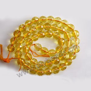 Bead, citrine (SYN), 6mm 64-faceted round, A grade. Sold per 14-inch strand,approximately  50 beads . 