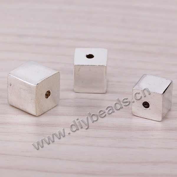 Bead, 925 Thai silver, cube, 8*8mm, 2mm hole, Sold per pkg of 1 bag-4 pieces.