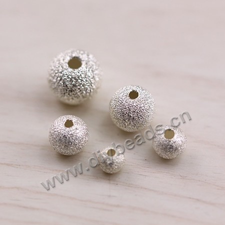Spacer Bead, 925 sterling silver, 8mm frosted round. Sold per pkg of 1 bag-(10 pieces).