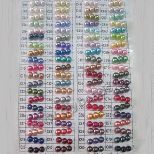Bead, glass pearl, 80 colors, 10mm round,diy beads. Sold per pkg of five  33-inch strands.