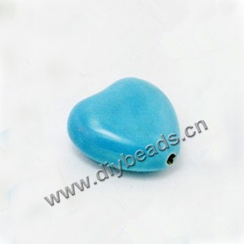 bead,porcelain, blue,25*27mm double-sided heart, 3mm hole, sold per pkg of 3 bags (10pcs/bag).