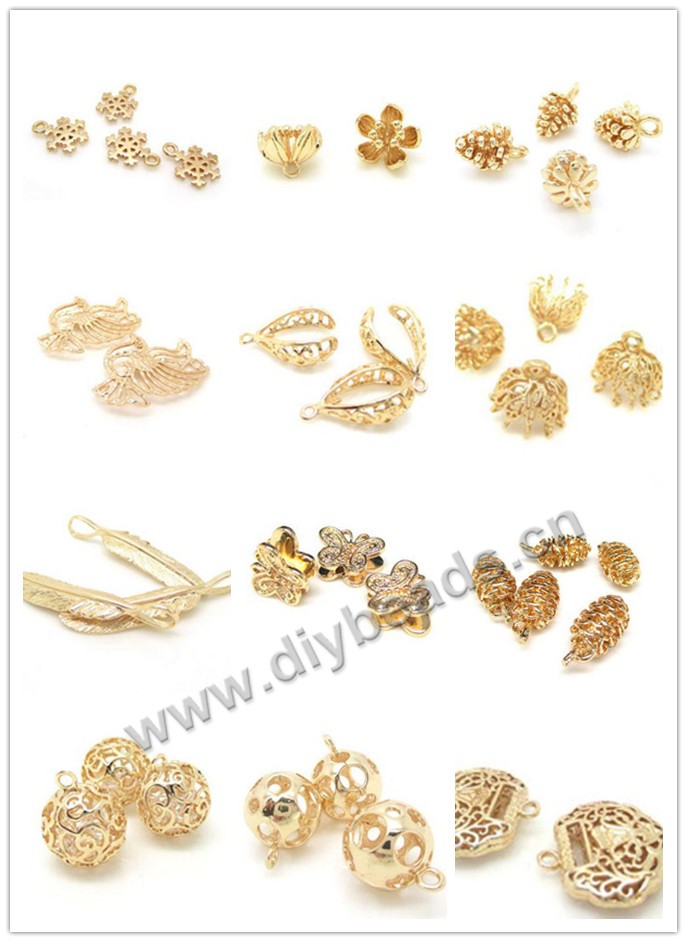 Charms,24k gold filled,kinds of shape, Sold per pkg of 100 pieces.