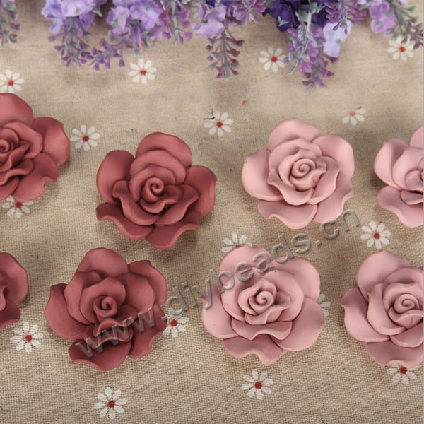 Bead, polymer clay,mixed color,40x15mm flower. Sold per pkg of 50.