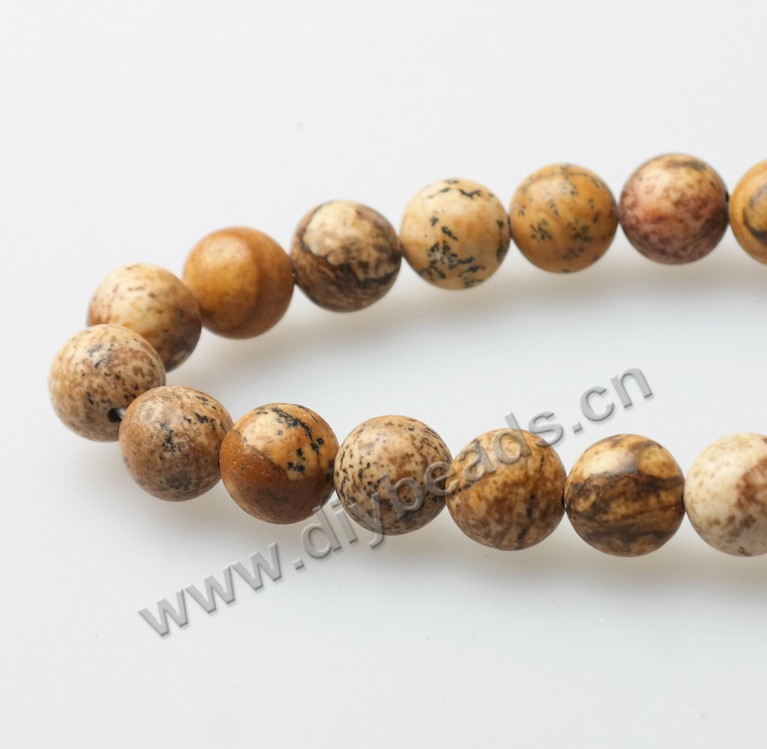 Wholesale round picasso jasper stone beads 12mm diameter, sold per pkg of 10strands