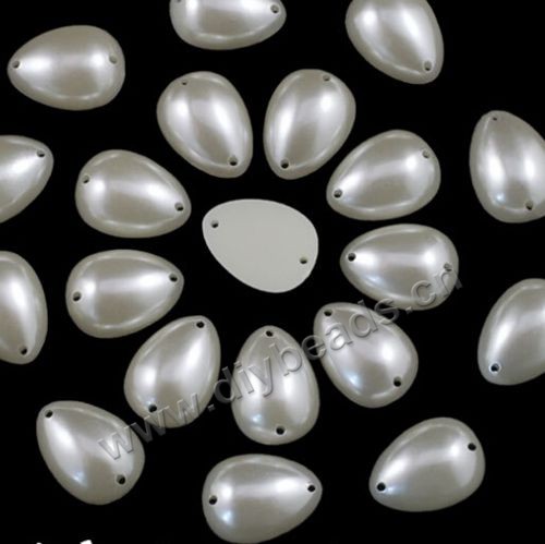 imitation pearl,acrylic sew on pearl,white with two holes,flat back,10x14mm water drop. Sold per pkg of 5bags(100pcs/bag)