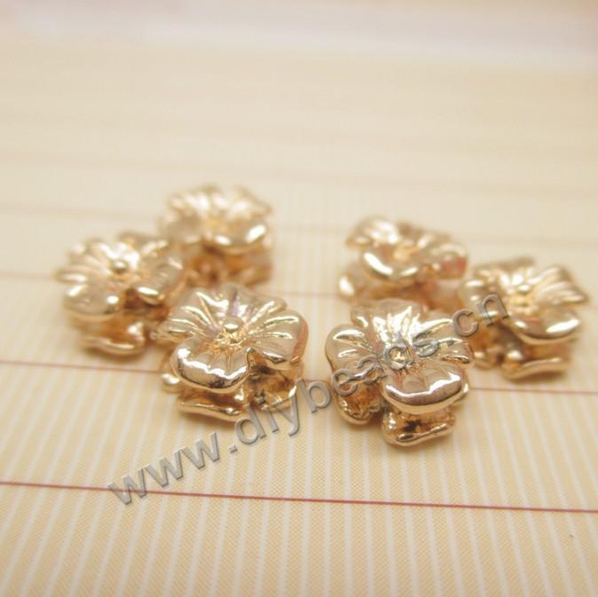 Wholesale cheap 7*3.5mm 24k gold filled double flower spacer beads for DIY jewelry
