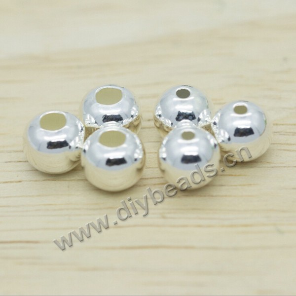 Bead, 925 sterling silver, 9mm, small hole 2mm , big hole2.5mm, Sold per pkg of 1 bag-10pieces.