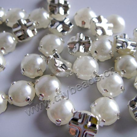 imitation pearl,acrylic sew on pearl rhinestone,white color,no holes,6mm round.Sold per pkg of 1000pcs