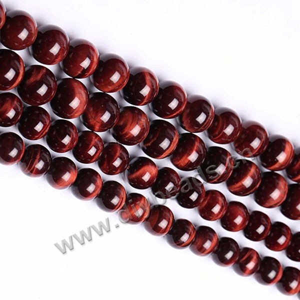 Bead, red tigereye beads (dyed), 16mm round AA grade. Sold per 16-inch strand