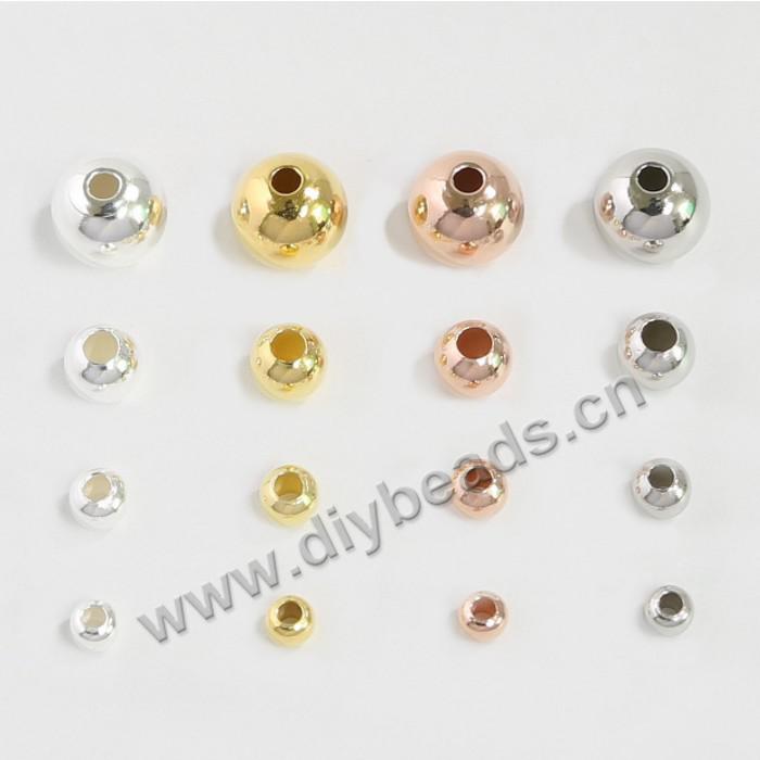 Beads, 925 sterling silver beads, round, rose gold color, 2mm-8mm. Sold per pkg of 200beads