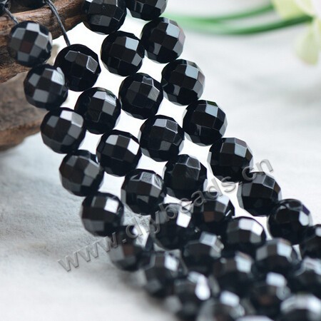 Round Brilliant Cut Gemstone Shape, 8mm 64-faceted black agate,loose agate beads 