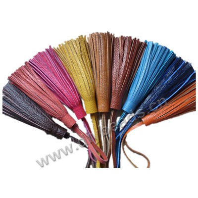 Tassel,leather tassel, with loop tassel,  mixed color, 12cm length, Sold per pkg of 1 piece.