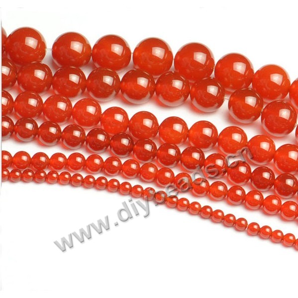 Bead, red agate (dyed/heated), 4-14mm round. Sold per (6) 15-inch strand.
