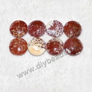 Bead, red fire crackle agate (D/H), 16mm flat round. Sold per 16-inch strand.
