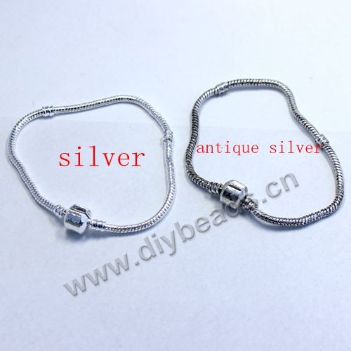 bracelets for big hole beads,silver plated,copper,20cm long,Sold per pkg of 10pcs.