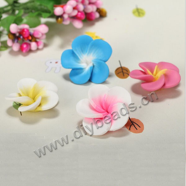 Bead, polymer clay,mixed color,25x12 flower, Sold per pkg of 10.