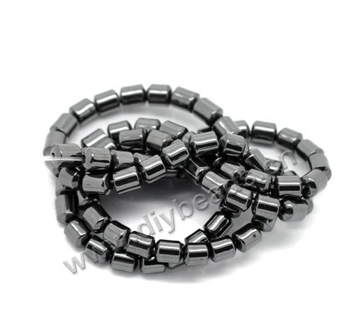 hematite Bead,black,5x4mm round tube. Sold per 5strands