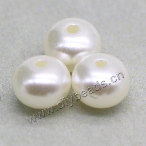 Imitation pearl, acrylic pearl,10 mm bread shape half round with half hole , high gloss . Sold per pkg of 1000pcs