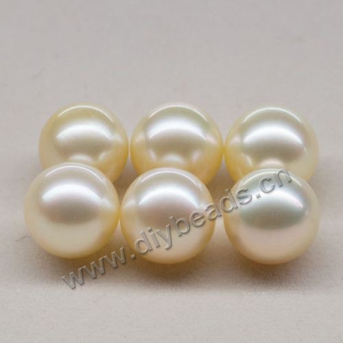 Pearl, south sea (natural),gold pure,10-11mm perfect round,loose beads, Sold per package of 1pcs