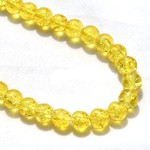 Bead,crackle glass yellow, 8mm round. Sold per 32-inch strand, approximately 100ps/strand
