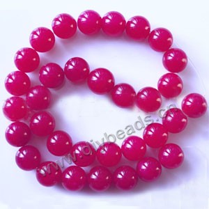 Bead, fuchsia "jade" (dyed), 12mm round. Sold per 15-inch strand,approximately 33 beads .