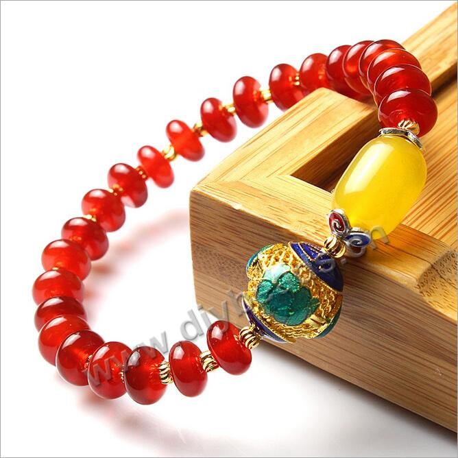 Bracelet,Nature red agate wheel beads one-loop gold plated  agate beaded bracelet.Sold per pkg 5 pcs