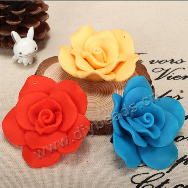 Bead, polymer clay,mixed color,60x20mm flower. Sold per pkg of 10.