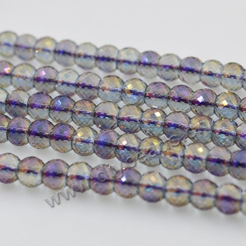luxury bead,AB purple color,rondelle faced glass beads,6x8mm,per pkg of 10strands