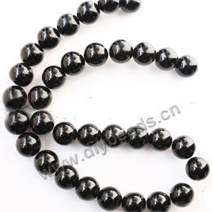Bead, black agate (dyed), 12mm round. Sold per 15-inch strand.