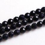 Bead, blue goldstone (manmade), 14mm 64-faceted round. Sold per 16-inch strand