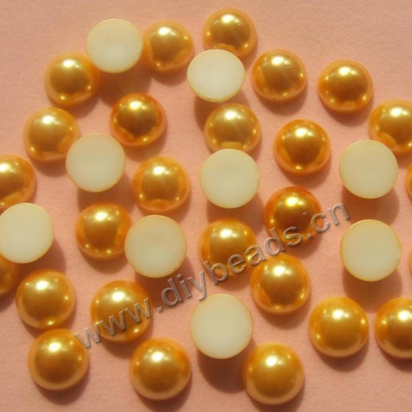 Bead, acrylic, 6mm, flatback half round. Sold per pkg of 1 bag-(5000pcs).