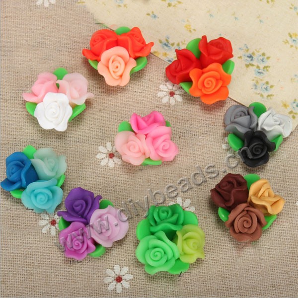 Bead, polymer clay,mixed color,26x13mm flower. Sold per pkg of 10.