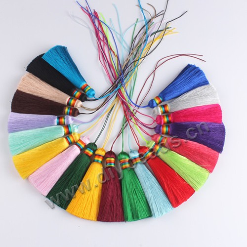 8cm fringe 14cm loop colorful winding wire silk tassel
