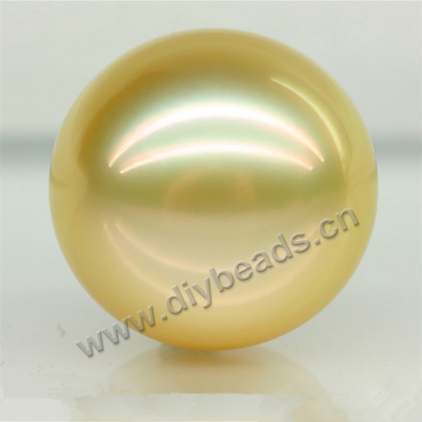 Pearl, gold saltwater(natural), gold, 13-14mm round,loose beads, Sold per package of 1pcs