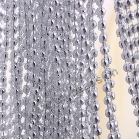 Beads,acrylic  beads with chain,round silver color, 8 mm round. Sold per pkg of 500grams