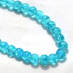 Bead,crackle glass turquoise blue, 8mm round. Sold per 32-inch strand, approximately 100ps/strand