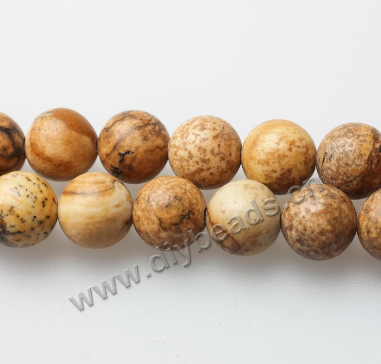 Natural white Picasso Jasper Round Gemstone Loose Beads 14mm, sold per pkg of 10strands