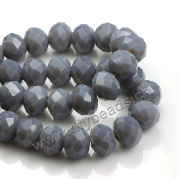 Bead, glass, grey, 8*10mm faceted rondelle, sold per pkg 5 strands-(72ps/strand).