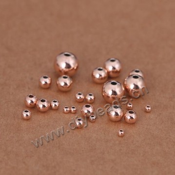 Bead,rose plated,925 sterling silver,6mm with 1.3mm hole, Sold per pkg of 50 pieces.